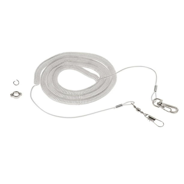 Cadena para patas de loro, de plástico y acero, para adiestramiento de mascotas, con cuerda elástica. Cuerda 10m y Anillo tobillera talla 7