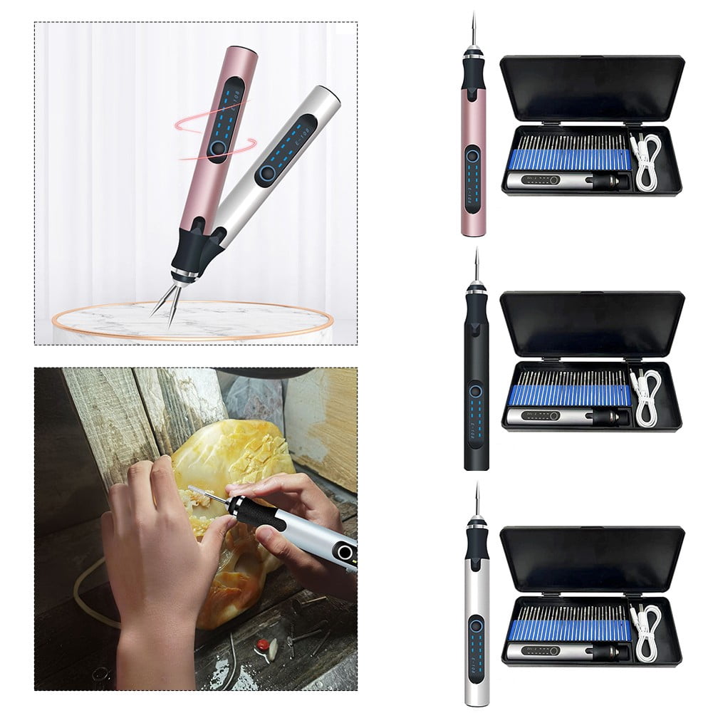 Lightweight USB Rechargeable Engraving Pen with Comprehensive Set of 30 Bits