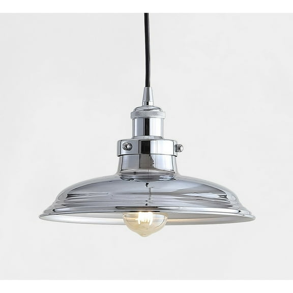 JONATHAN Y Bedford 11" Adjustable Iron Industrial Rustic LED Pendant, Chrome