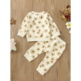 thumbnail image 4 of Bagilaanoe 2Pcs Toddler Baby Girl Long Pants Set Floral Print Long Sleeve Sweatshirt Pullover Tops+ Trousers 6M 12M 18M 24M 3T Infant Fall Casual Sweatsuit, 4 of 9
