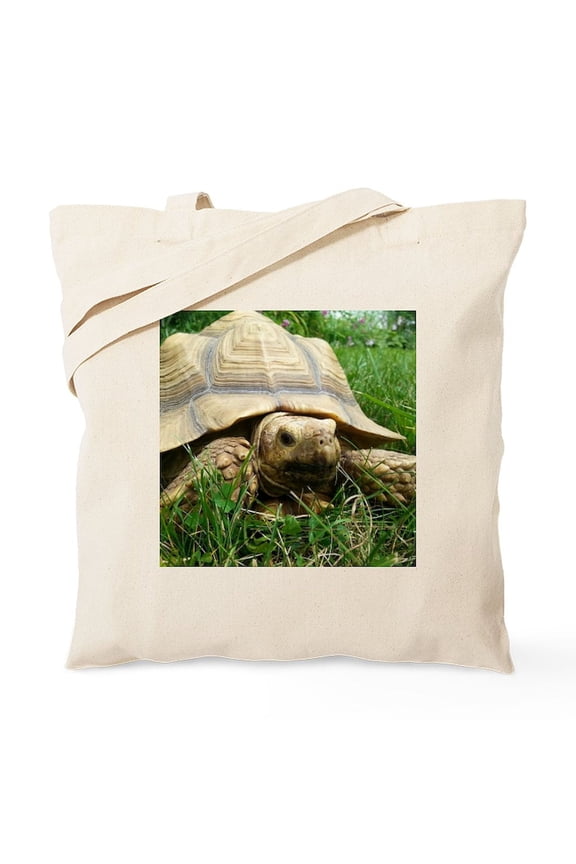 - Sulcata Tortoise Tote Bag - Unisex Canvas Tote Bag, Beige, 1-Piece