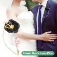 thumbnail image 4 of Uxcell 1-Pack Insignia de Flor de Camelia con Hoja Dorada para Hombres Mujeres Accesorios de Boda/Traje Tuxedo/Aniversario [Negro], 4 of 7
