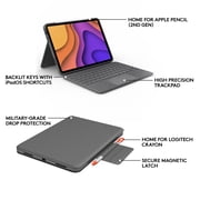 Logitech Folio Touch Keyboard/Cover Case (Folio) Apple, Logitech iPad Air (4th Generation) Tablet - Oxford Gray - Scuff Resistant, Scratch Resistant, Spill Resistant - Woven Fabric - 10.1 Height