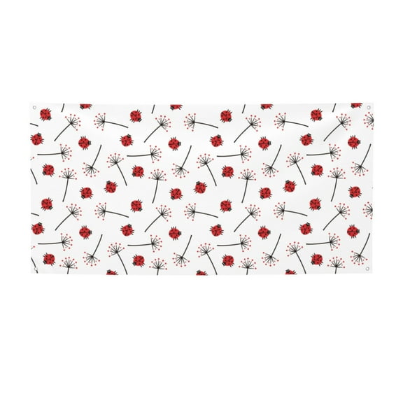 Picia Ladybug With Dandelion Pattern Party Banner, Festive Decoration, Holiday Banner, Celebration Decor, Event Banner, Reusable Party Banner-Small