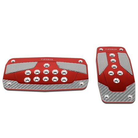 Cj7 Transmission Cover NRG Innovations PDL-450RD Aluminum Automatic Transmission AT Foot Pedal Cover Plates w/Carbon Fiber Trim ()