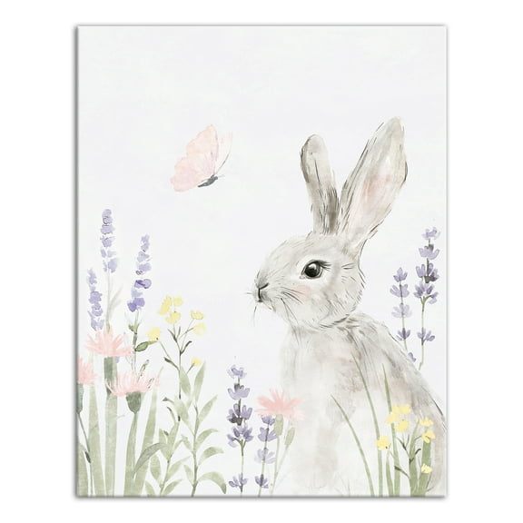 Creative Products Floral Pasture Bunny 11 x 14 Canvas Wall Art