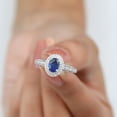 thumbnail image 4 of Silvago Jewelry 14K White Gold Plated Rings Gifts - 2.14 Ct Oval Cut Moissanite Rings - Beautiful Engagement Ring for Women's - Double Halo Special Occasion Ring - Wedding Jewelry For Bridesmaids, 4 of 8
