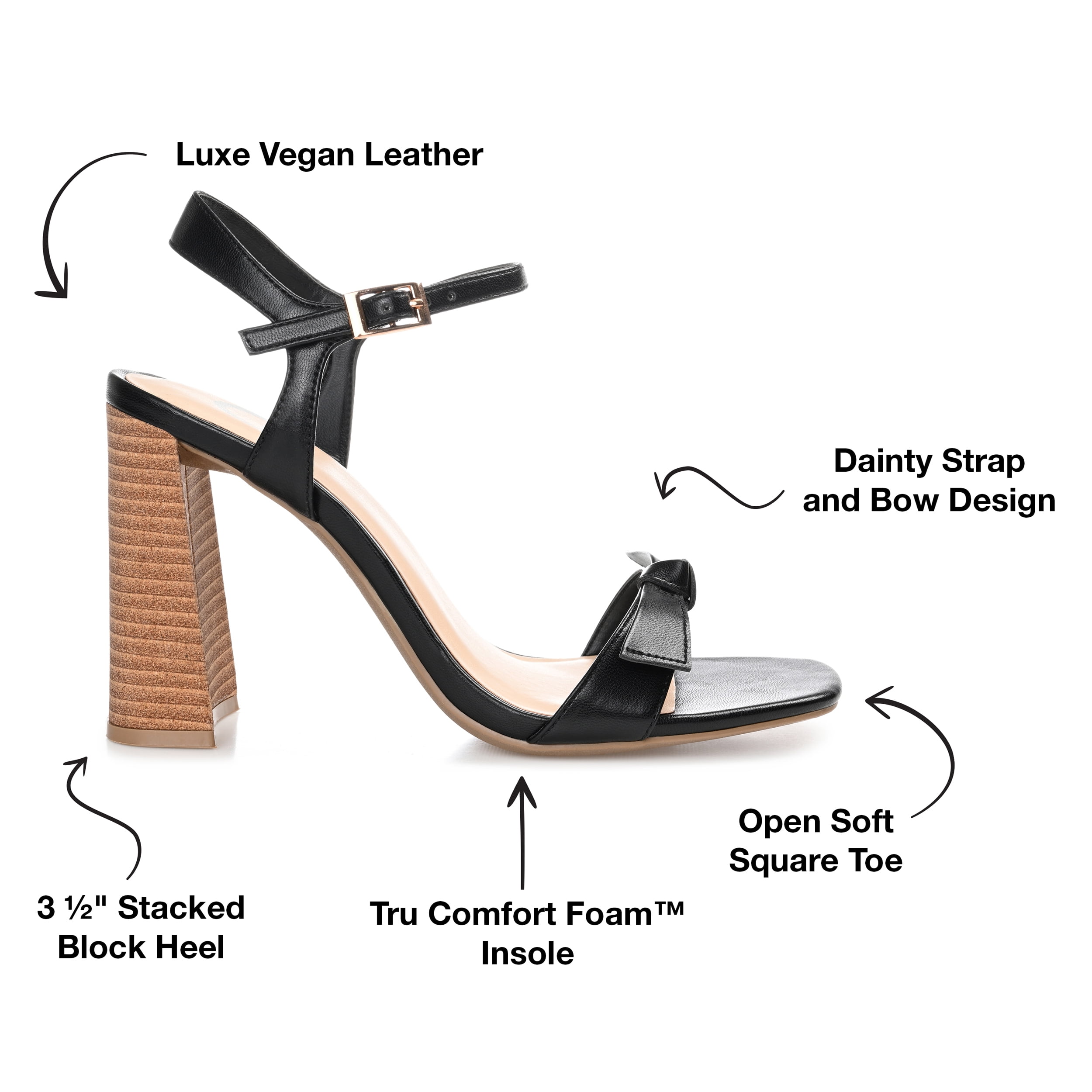 Journee Collection Womens Dianne Tru Comfort Foam Open Square Toe Stacked Heel Sandals