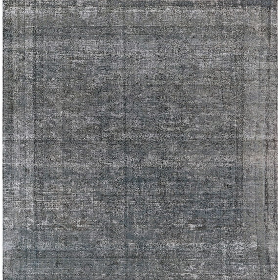 Ahgly Company Machine Washable Indoor Square Industrial Modern Gunmetal Gray Area Rugs, 8' Square