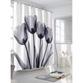 thumbnail image 3 of Gray Tulip Floral Shower Curtain, Watercolor Flowers Bathroom Decor Curtains Set with Hooks, Waterproof Fabric Home Accessories， 60 X 72 Inch Long, 3 of 6