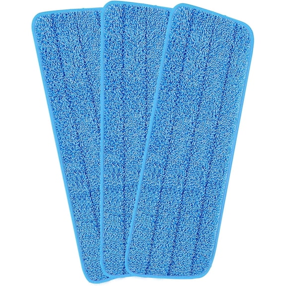 3 Pack 16. 5 inch Reusable Mop Pads Microfiber Spray Mop Replacement Heads /Dry Mops Compatible with Floor Care System (Blue)