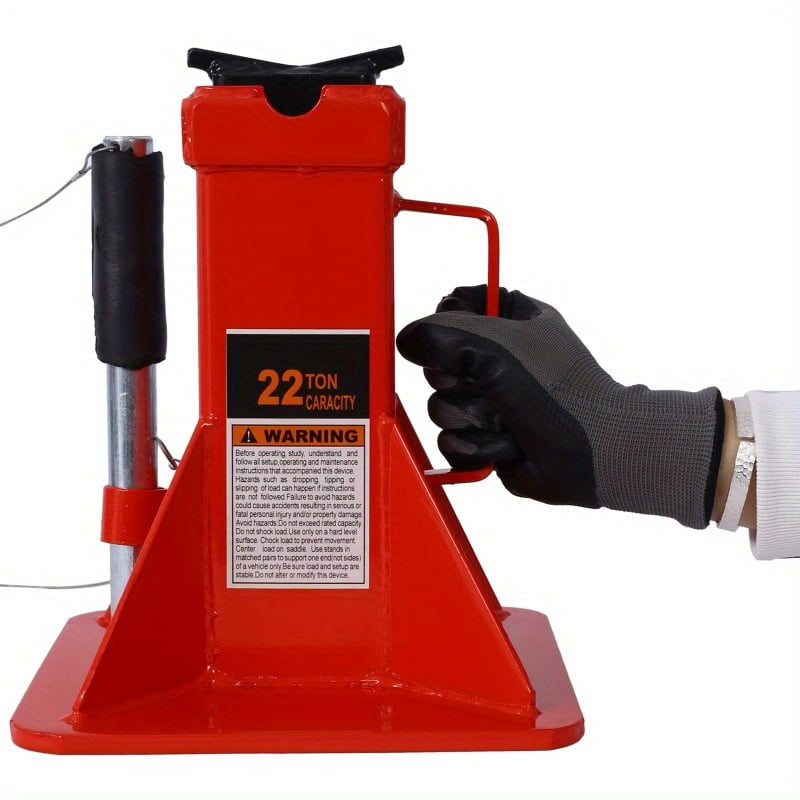 Zateety Heavy Duty Pin Type Professional Car Jack Stand with Lock, 22 Ton (44, 000 lb) Capacity, Red, 1 Pair