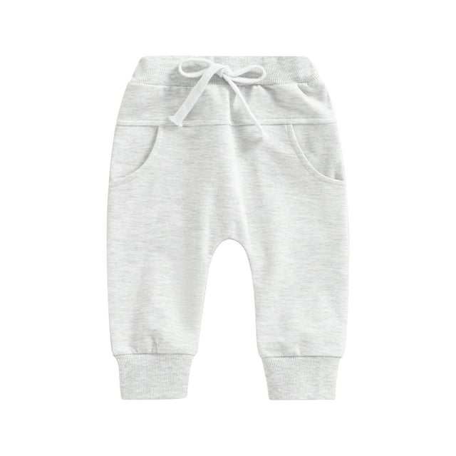 Faithtur Baby Boys Sweatpants, Elastic Waist Drawstring Solid Fall Trousers with Pockets for Casual Daily