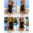 thumbnail image 4 of Charmo Ribbed One Piece Tummy Control Swimsuits Womens Tie Side Bathing Suits for Women Ladies Sexy Ruched Monokini Swimwear, 4 of 11