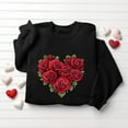 thumbnail image 4 of Qepwscx Womens Shirts Long Sleeve Valentine'S Day Crewneck Sweatshirt Love Heart Printed Sweatshirt Rose Print Tops For Women Trendy Pullover Sweatshirt Ladies, 4 of 6