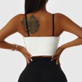 thumbnail image 4 of Sujetador deportivo para mujer, tirantes finos, costuras en contraste de color, a prueba de golpes, de secado rápido, camiseta sin mangas para deportes, yoga, fitness, blanco, 14, XL, 4 of 6