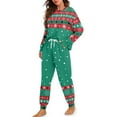thumbnail image 2 of Yuyamidu Christmas Sleepwear Set Bat Long Sleeve Pajamas for Women Size 2XL Snowflake Crewneck Pajama Outfits Xmas Sleep Set of 2 Fall Winter Pjs Jogger Pants for Ladies, 2 of 7