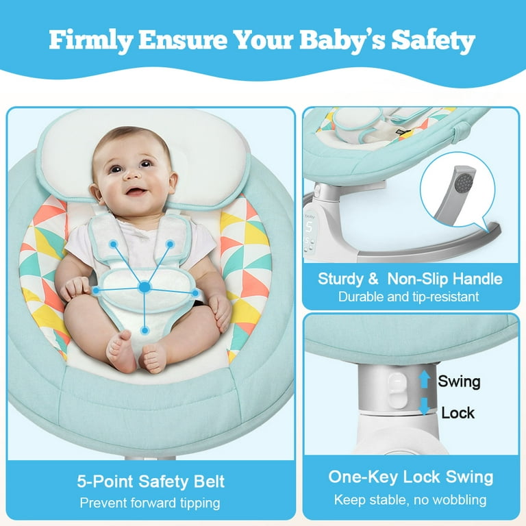 Jaoul Electric Portable Baby Swing for Infants, Newborn, Bluetooth Touch  Screen/Remote Control Timing Function 5 Swing Speeds Aluminum Baby Rocker