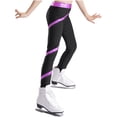 thumbnail image 2 of Fldy Girls Spiral Figure Ice Skating Pants Leggings Shiny Metallic Gymnastics Ballet Dance Pants Purple 12, 2 of 5