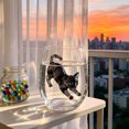 thumbnail image 6 of Cute Cat Pattern Clear Glass Tumbler 4.2" Everyday Drinking Cup Smooth Glassware for Hot & Cold Beverages, 6 of 6