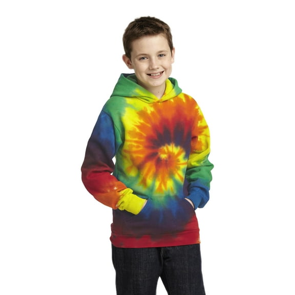 Port & Company PC146Y Youth Essential Tie-Dye Pullover Hooded Sweater, Boys Hoodies and Sweatshirts