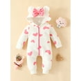 thumbnail image 2 of Newborn Baby Girl Winter Clothes Baby Snow Suit Infant Strawberry Jumpsuit Hooded Romper Snowsuit Warm Fleece Bunting, 2 of 9