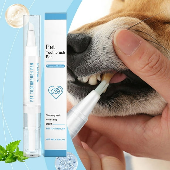 Cepillo de dientes para perros y gatos | Gel Reparador Blanqueador Dental | 3 ml Limpiador de cerdas suaves | Aliento fresco | Elimina manchas y placa | Aplicador de bolígrafo fácil | Para la