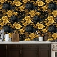 thumbnail image 2 of Vintage Peel and Stick Wallpaper 17.7in x 9.8ft Golden Leopard Floral Black Contact Paper Vinyl Self-Adhesive Removable Wall Paper for Bedroom Kitchen Cabinet Décor Renter Friendly, 2 of 8