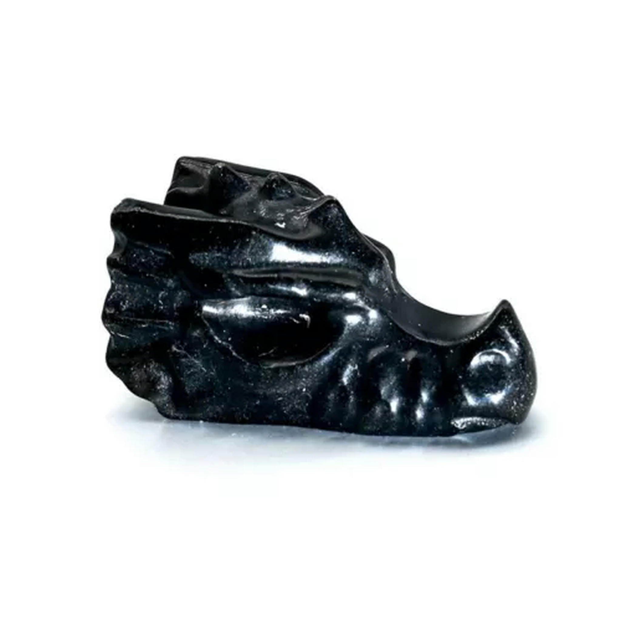 EOEMY 1.5’’ Natural Quartz Crystal Lifelike Dragon Head Skull Skeleton Figurine Gift-Black Obsidian Quartz-10Pcs