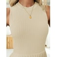thumbnail image 5 of Women's Summer Sleeveless Mini Dresses 2024 Crewneck Knit A Line Pleated Swing Basic Short Dress, 5 of 6