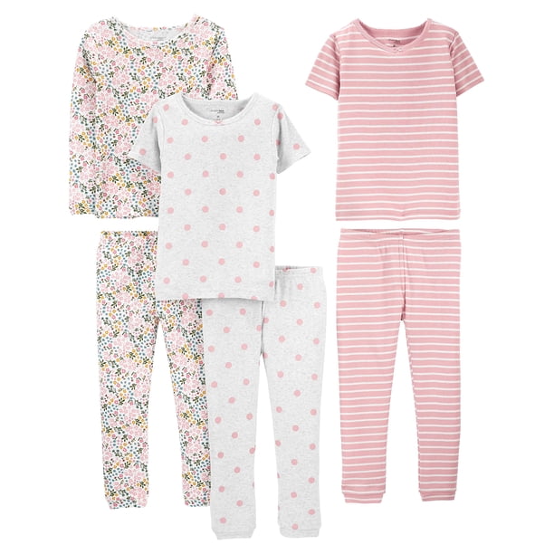 Conjunto de pijama Simple Joys de Carter's Girls, 6 piezas, 100% algodón