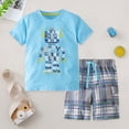 thumbnail image 2 of TOWED22 Infant Toddler Baby Boy Outfits 2pcs Round Neck Short Sleeve Tee Casual Drawstring Shorts Truck Print Clothes(Sky Blue,2-3 Y), 2 of 9