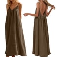 thumbnail image 2 of BOOMNY Women's Backless Cami Dress Spaghetti Strap Cami Lounge House Dresses Flowy Beach Summer Maxi Sundress, 2 of 7