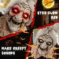 thumbnail image 2 of Costway Accessoire Animatronique d'Halloween Taille Réelle Déplacer et Parler Old Lady Hag avec LED Yeux Rouges Éclairés et Lanterne, 2 of 10