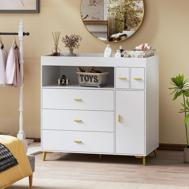 White and gold sales changing table