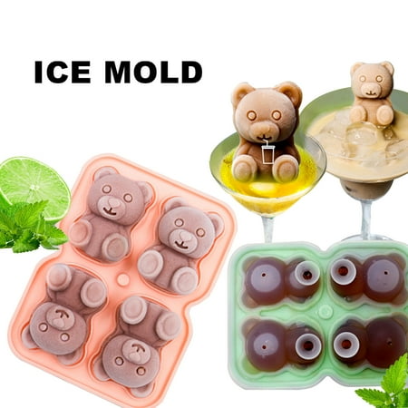 

Buateil Silicone Bear Ice Cube Mold 4 Grids Food Grade Ice Tray Mold