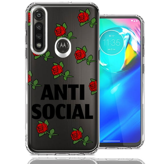 MUNDAZE for Motorola Moto G Power Anti Social Roses Design Double Layer Phone Case Cover