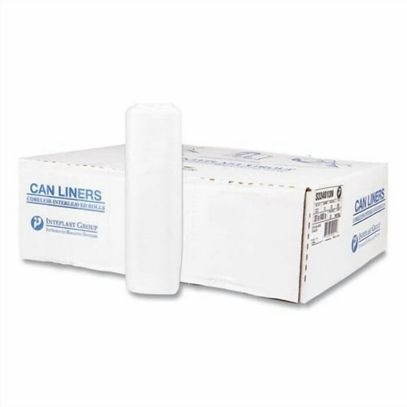 Inteplast High-Density Commercial Can Liners, 33 gal, 13 mic, 33" x 40", Clear, Interleaved Roll, 25 Bags/Roll, 20 Rolls/Carton