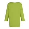 thumbnail image 5 of Womens Summer 3/4 Sleeve T Shirts Crew Neck Loose Fit Tunic Tops Casual Solid Basic Tees Green XL, 5 of 8