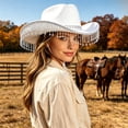 thumbnail image 2 of Valora Classic Cowboy Hat Western Style Wide Brim Outdoor Sun Fashion For Men Women White, 2 of 4