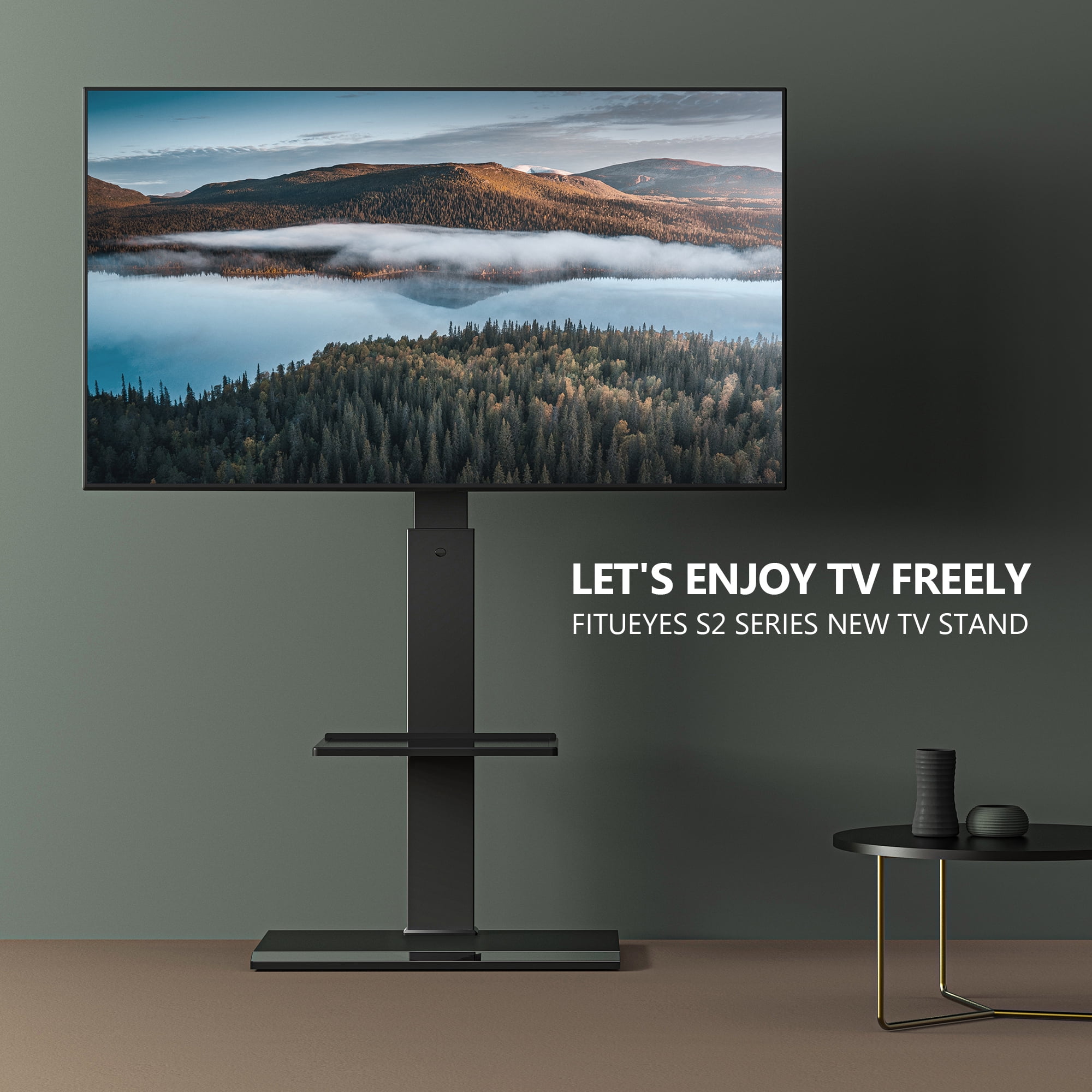 FITUEYES Floor Corner TV Stand Mount with Swivel Bracket for TVs up to 65", Black
