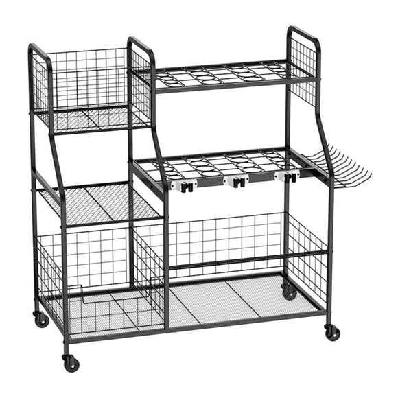 Colaxi Garden Tool Organizer with Wheels Storage Stand for Shed Organization Sturdy Easily Install Multifunctional Rolling Cart