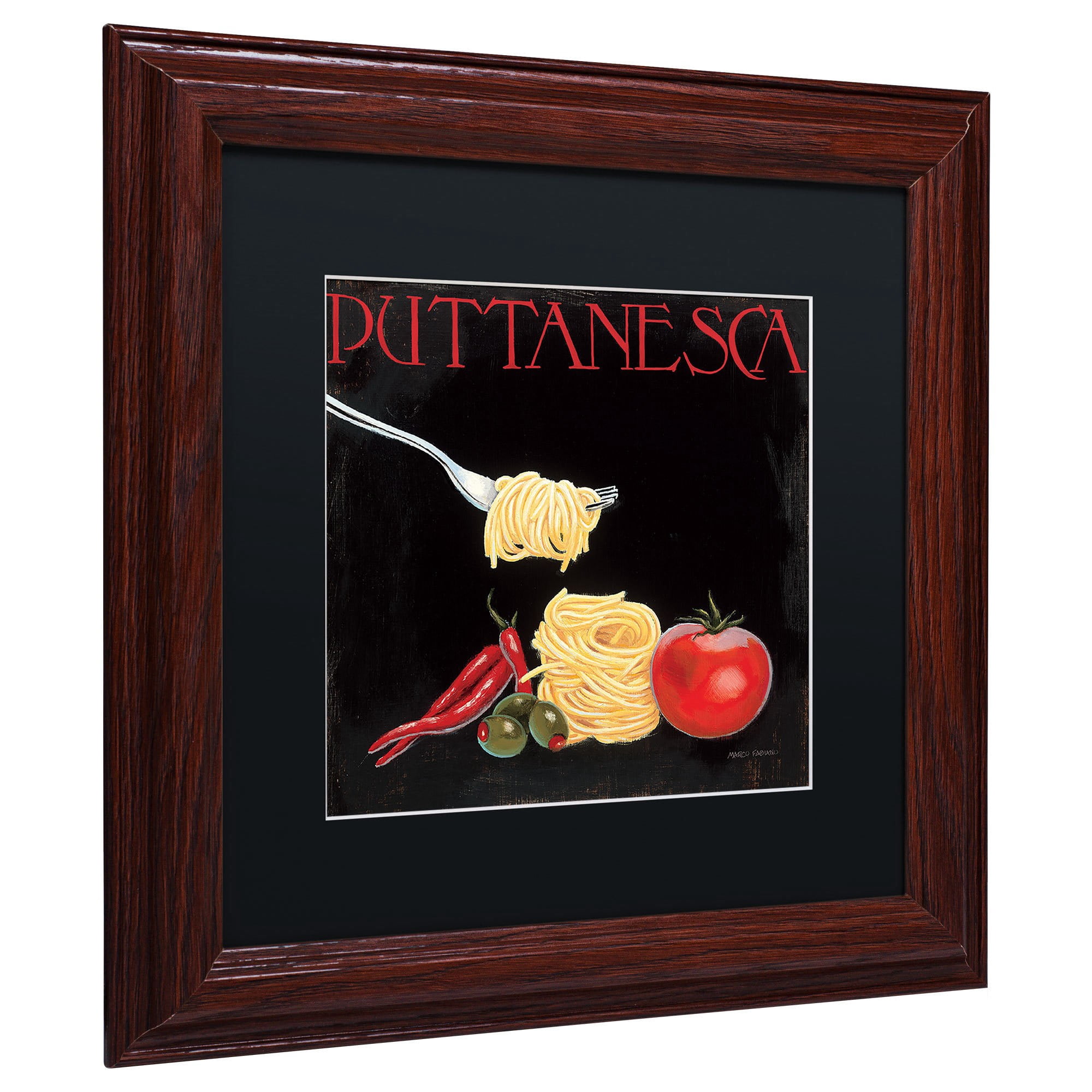 Trademark Fine Art "Italian Cuisine I" Canvas Art by Marco Fabiano Black Mat, Wood Frame