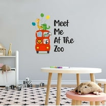 Meet Me At The Zoo Animals On Bus Zoo Africa Zebra Lion Safari Jungle Endangered Species Hippo Alligator Giraffe Tiger Wilderness Holiday Gift Ideas Bedroom Wall Decal Sticker - Size: 40 In X 40 In