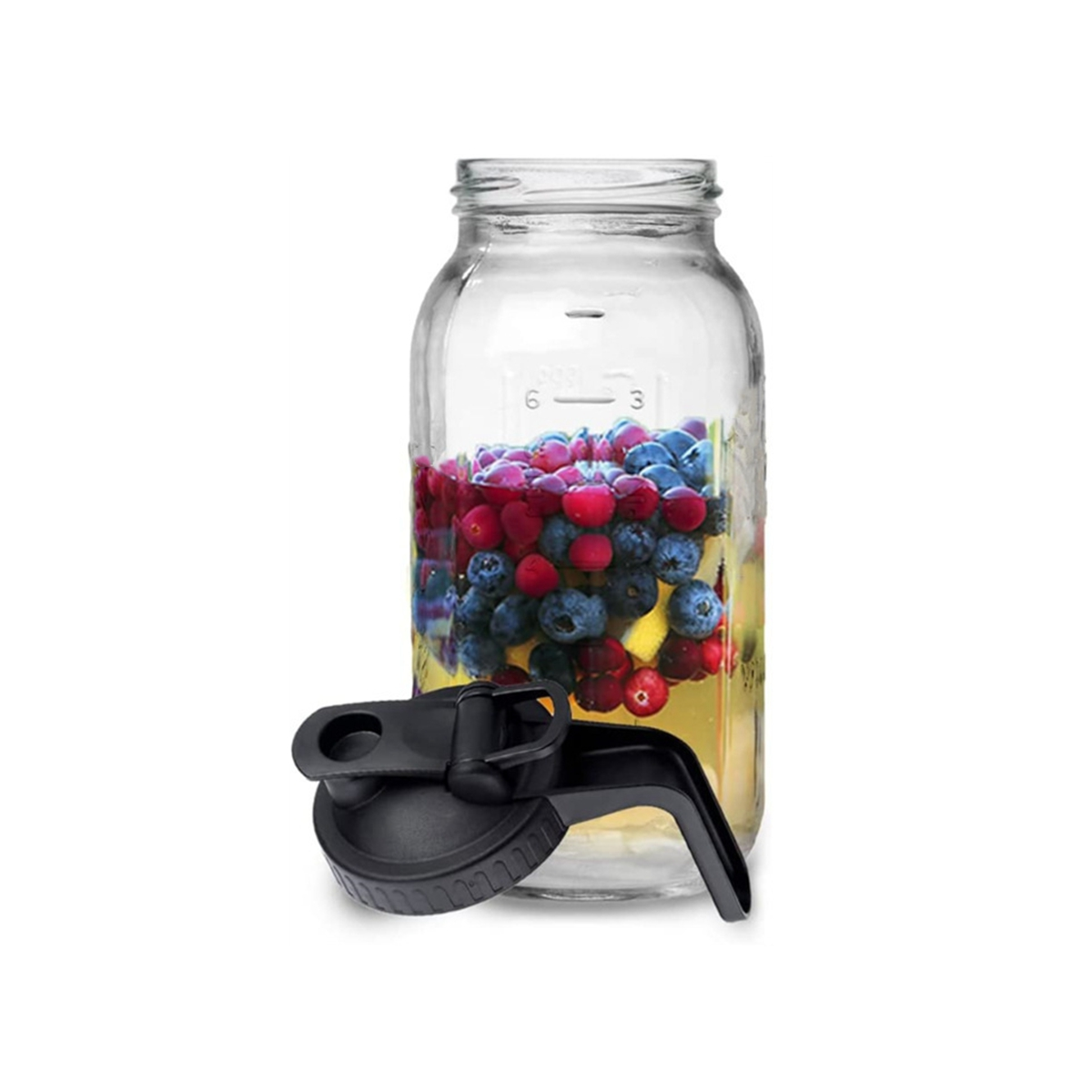 64Oz Glass Pitcher with Lid Wide Mouth Jar Leak-Proof, for Tea, Milk