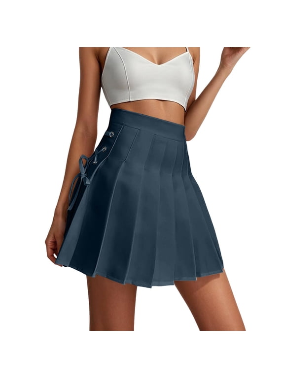Women Pleated Skirt High Waisted A Line Tennis Cheerleader Basic School Stretchy Athletic Flared Dance Casual Daily