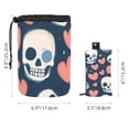 thumbnail image 5 of PhooArto Large Barrel Drawstring Makeup Bag, Cute Heart Skull Pattern Travel Cosmetic Bag Portable Make Up Organizer Bag, 5 of 6