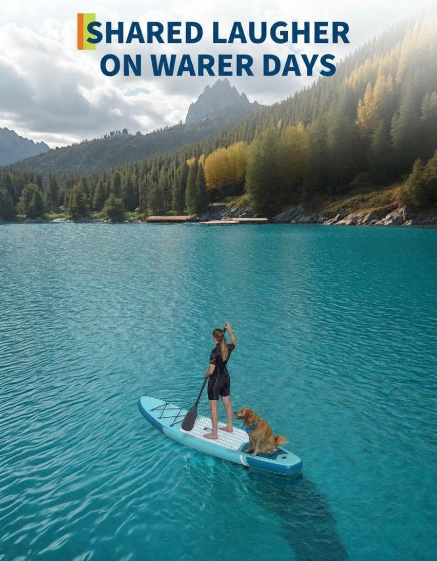 Memoryfield 11ft Inflatable Paddle Board SUP, Non-Slip EVA Deck, 450 lb Capacity Wide Stable Design, for Lake/Ocean Cruising