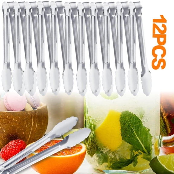 set of 12 Serving Tongs,Buffet Tongs, Dmoera Stainless Steel Food Tong Serving Tong Small Serving Tongs Stainless Steel Mini Appetizer Tongs