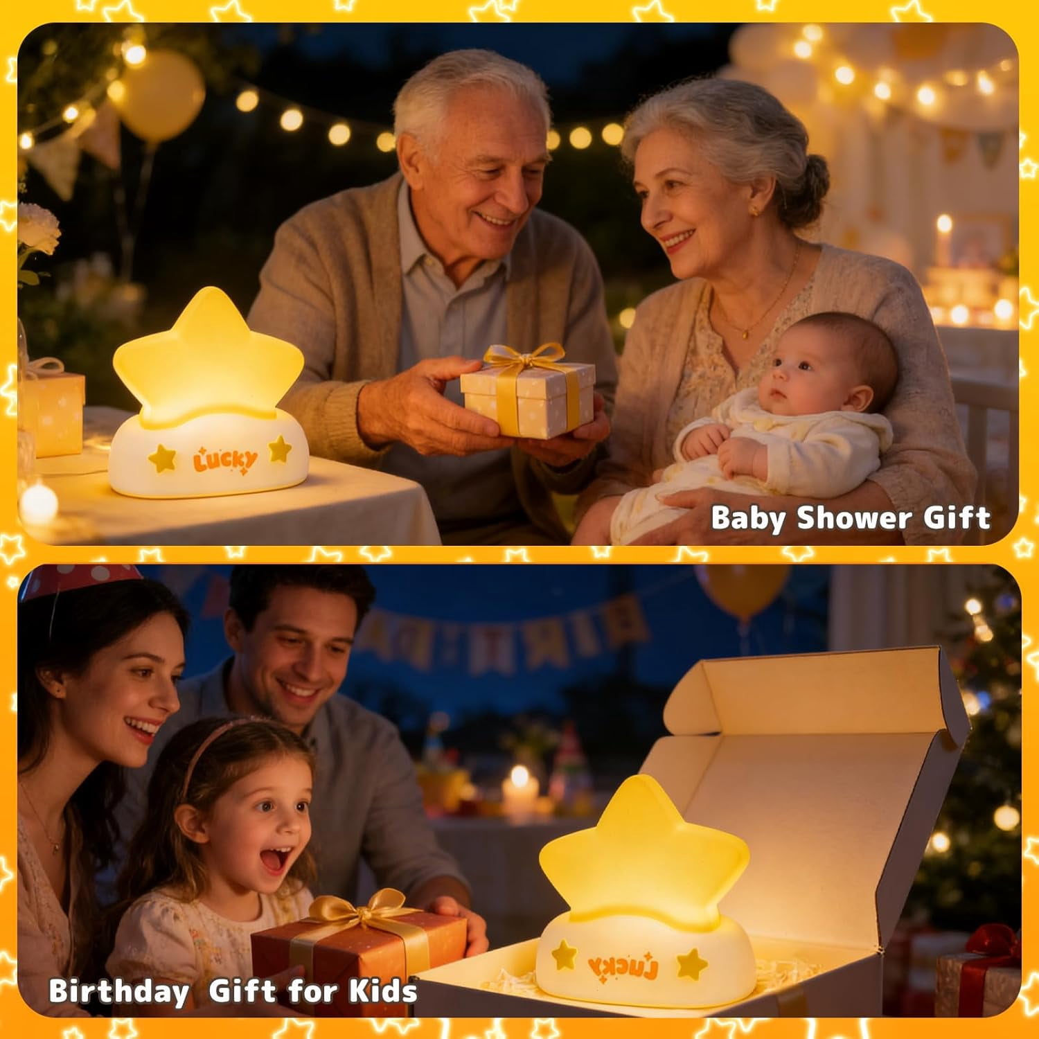 Star Night Light for Kids Toddler Baby, Squishy Silicone Touch Lamp with 3 Levels Brightness, Rechargeable Portable Bedside Light with Timer Off, Gifts for Boys Girls